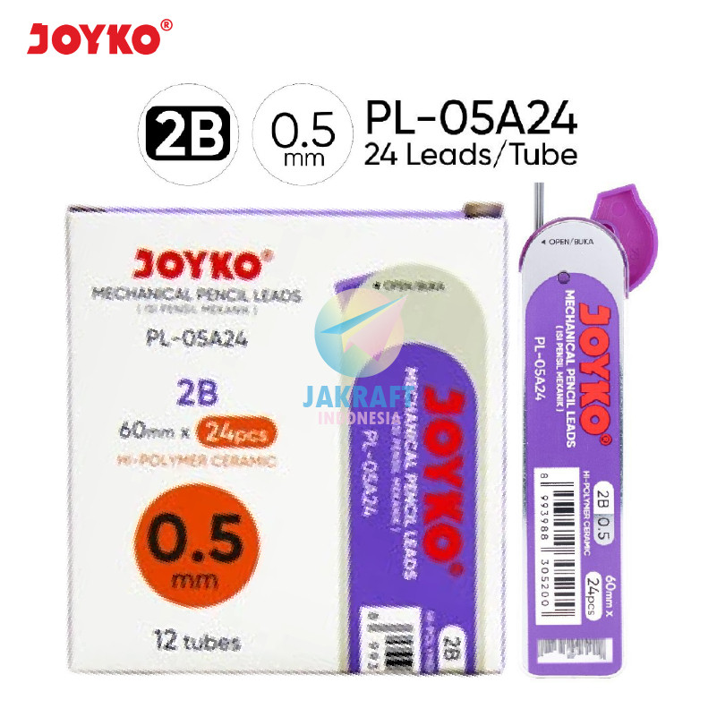 

UM1 (12 Tube) GROSIR Refill Segala Pensil Mekanik 2B JOYKO PL-05A24 Mechanical Pencil Lead Tebal 0.5
