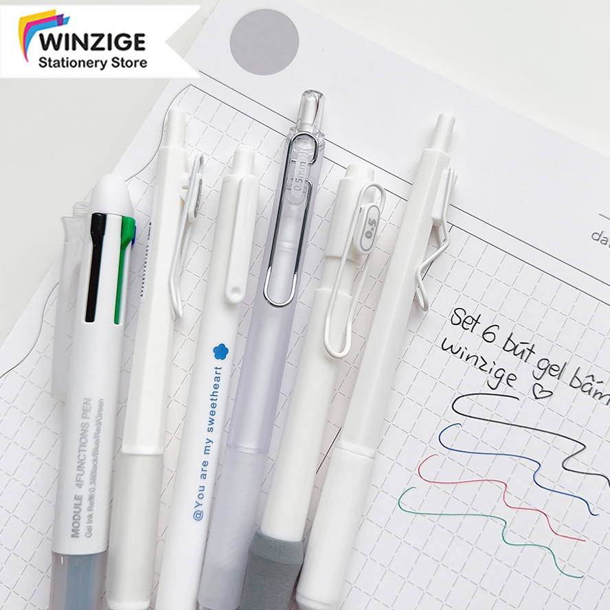 

Winzige MURA 6pcs pulpen gel 0.5mm 0.38mm pulpen aesthetic retractable gel pens pen mekanik tinta