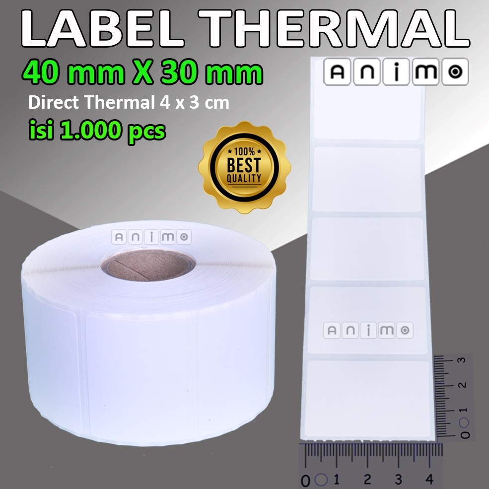 

UM1 LABEL THERMAL 40X30 - BARCODE Thermal 40 X 30 MM - Direct Thermal 40 mm X 30 mm - Stiker Thermal