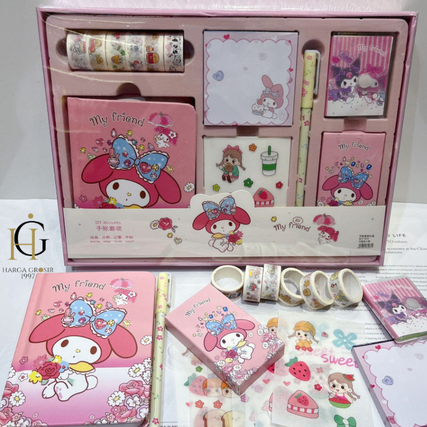 

UM1 Paket jurnal 7 in 1 SANRIO KUROMI CINAMOROLL MELODY journal perempuan gambar LUCU kado unik