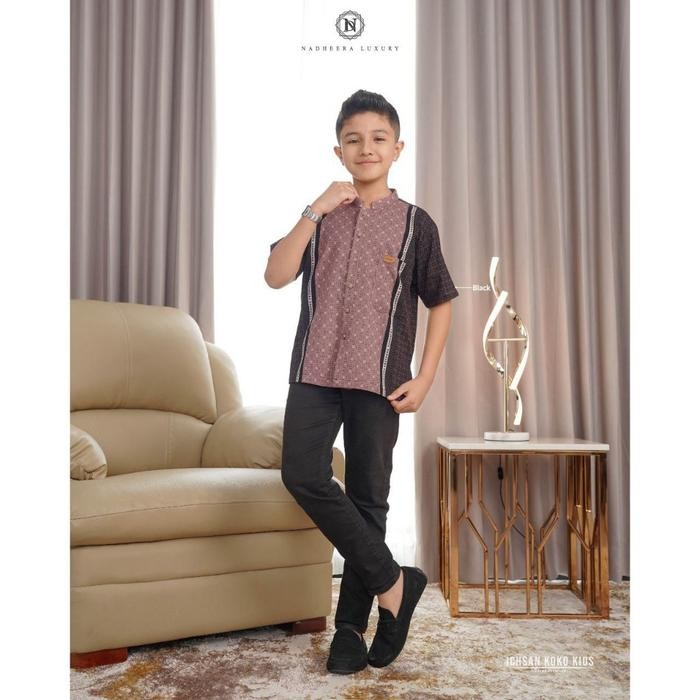 [Bisa Cod] Ichsan Evva Black Sarimbit Terbaru 2024 Hitam Nadhera Luxury Couple Family Keluarga