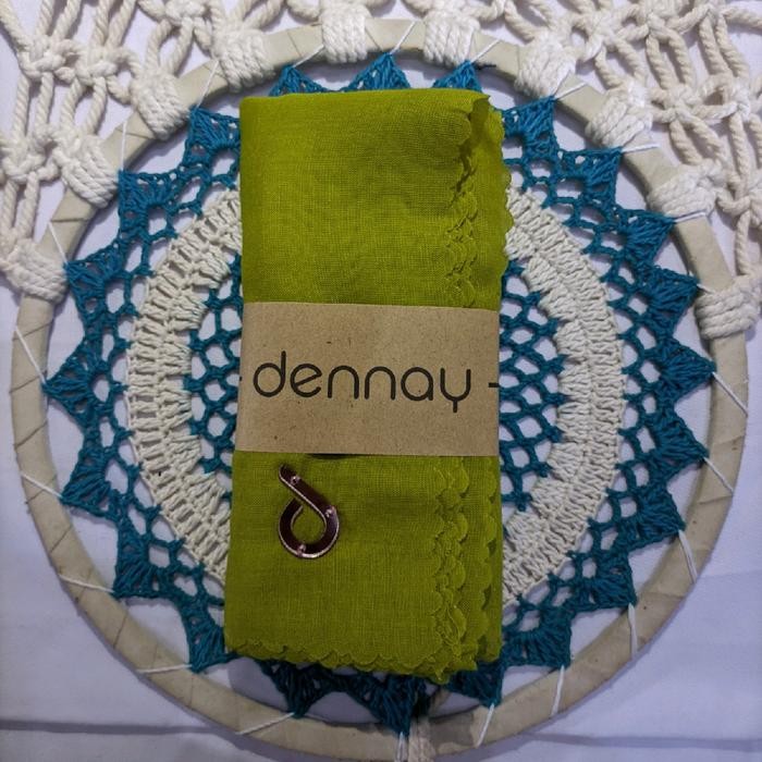 murah- Hijab Segiempat Logo D Khusus Warna Hijau Lemon Nyaman Lembut