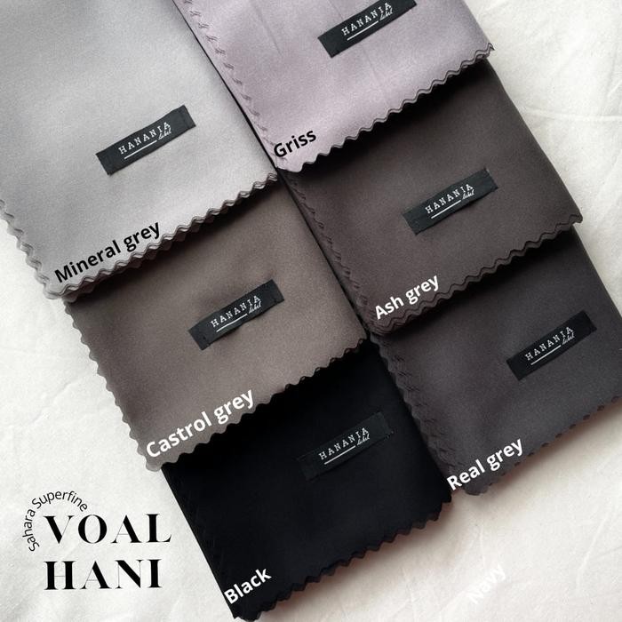 murah- VOAL HANI BLACK GREY ABU TUA HANANIA LABEL SAHARA SUPERFINE 120X120