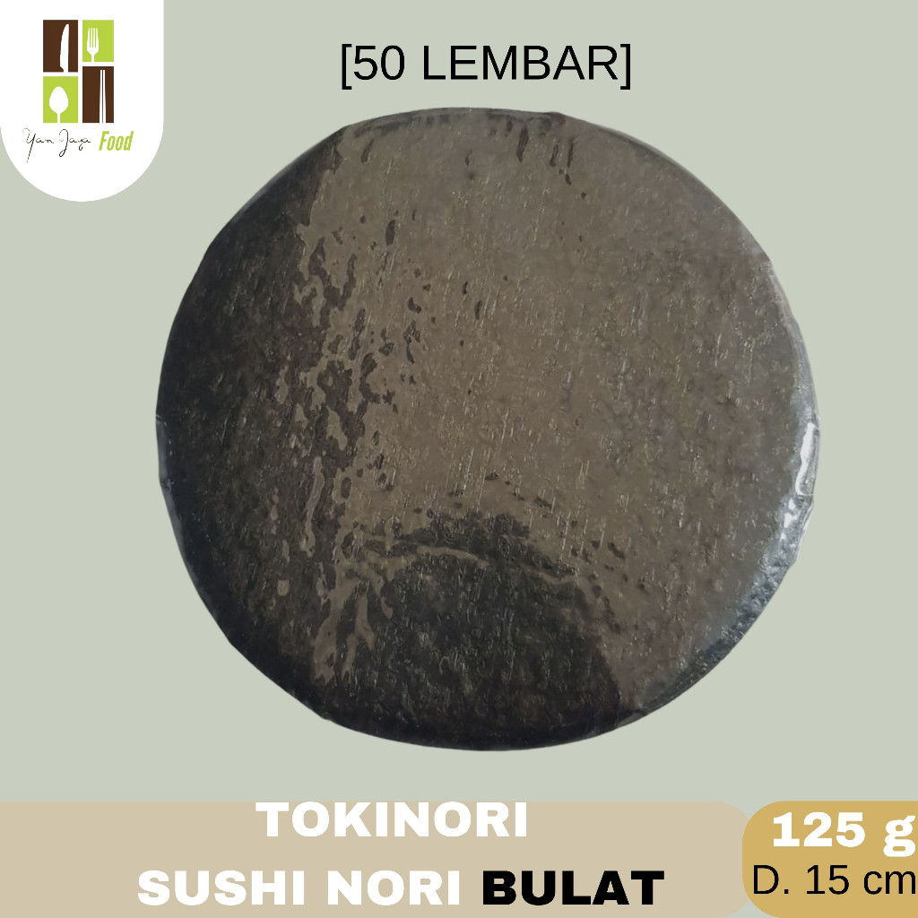 

Dapur Joglo Tokinori Sushi Nori / Rumput Laut Kering Bentuk Bulat / Kimbab / Isi 50 Lembar
