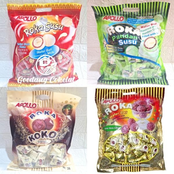 

EatFr3sh- Apollo Roka Wafer Ball Coklat Covered With Milk Pandan Nutty Chocolate Isi 50 Pcs / 300g