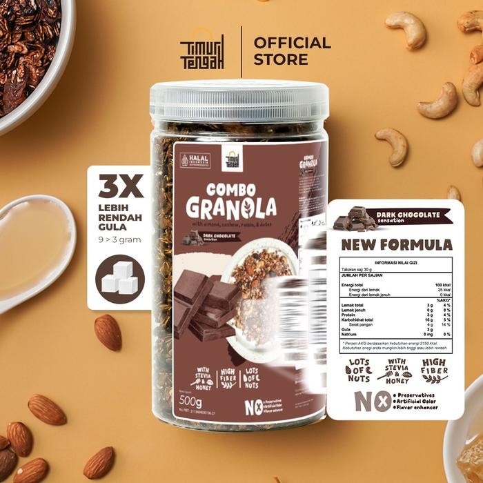 

EatFr3sh- Cereal Granola Coklat 500 gr Sereal Makanan Sehat With Almond and Mete Halal Oatmeal Food