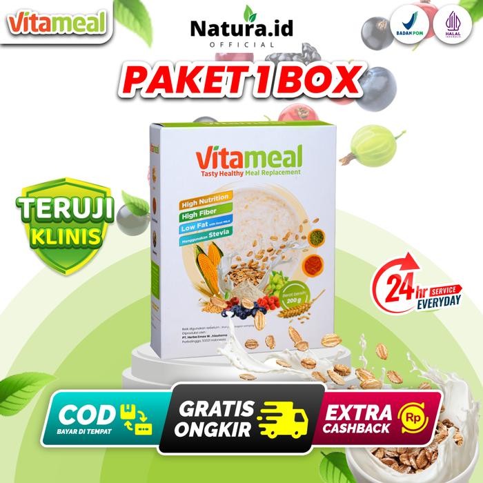 

EatFr3sh- Paket 1 Box VITAMEAL Sereal Oat Pengganti Nasi Multigrain Sehat Granola Food Oatmeal