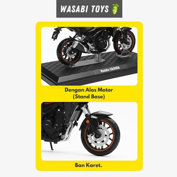 terbaru  miniatur diecast 1:12 honda cb 400x cb 400 cca cool chic auto (dengan alas motor, tangki