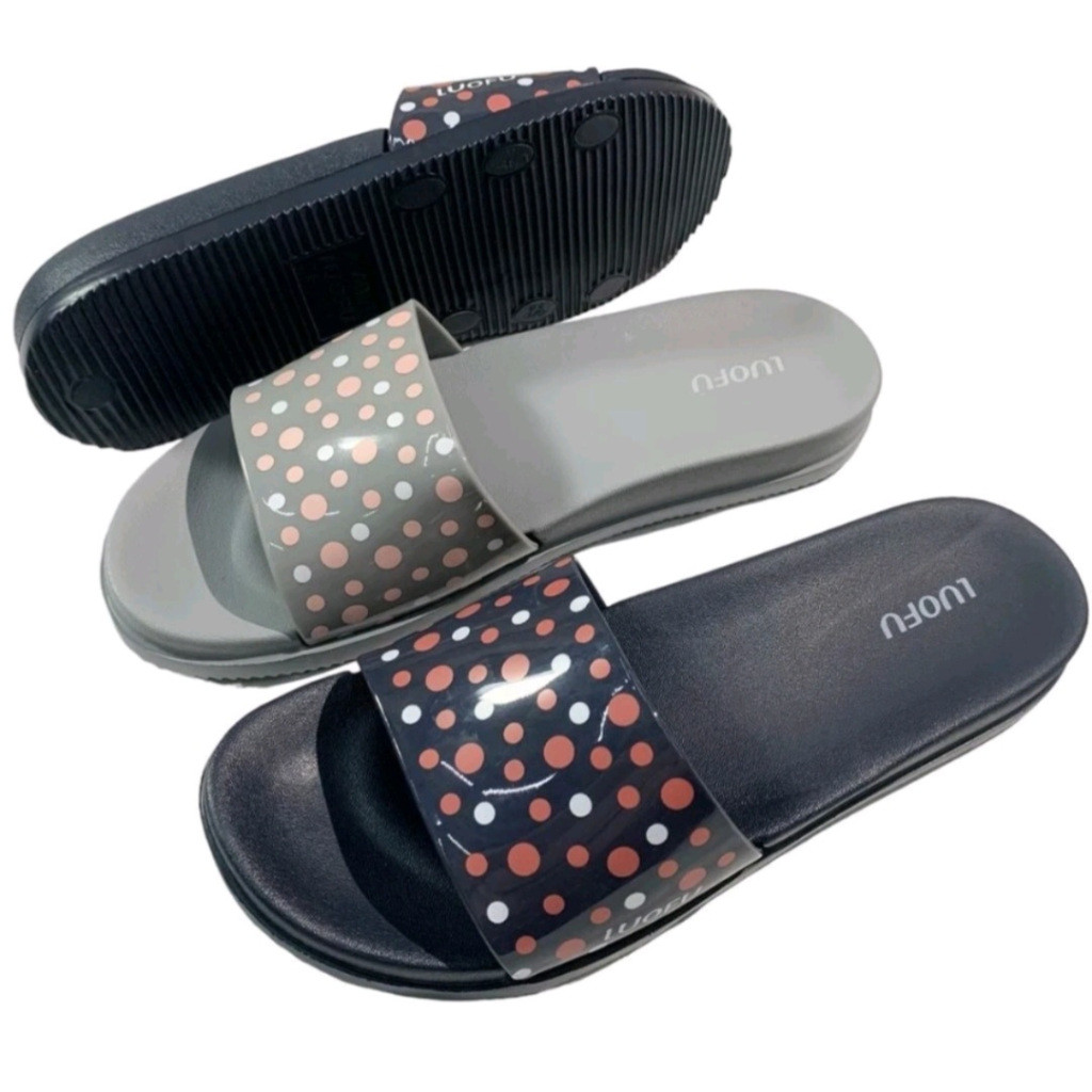 LUOFU E7159SW-B75 Sandal Selop Karet Wanita Motif Polkadot
