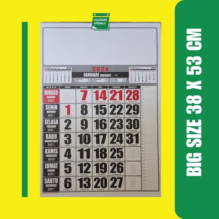 

No.OneBest- PROMO KALENDER DINDING 2024 UKURAN 38 X 53 CM TERMURAH