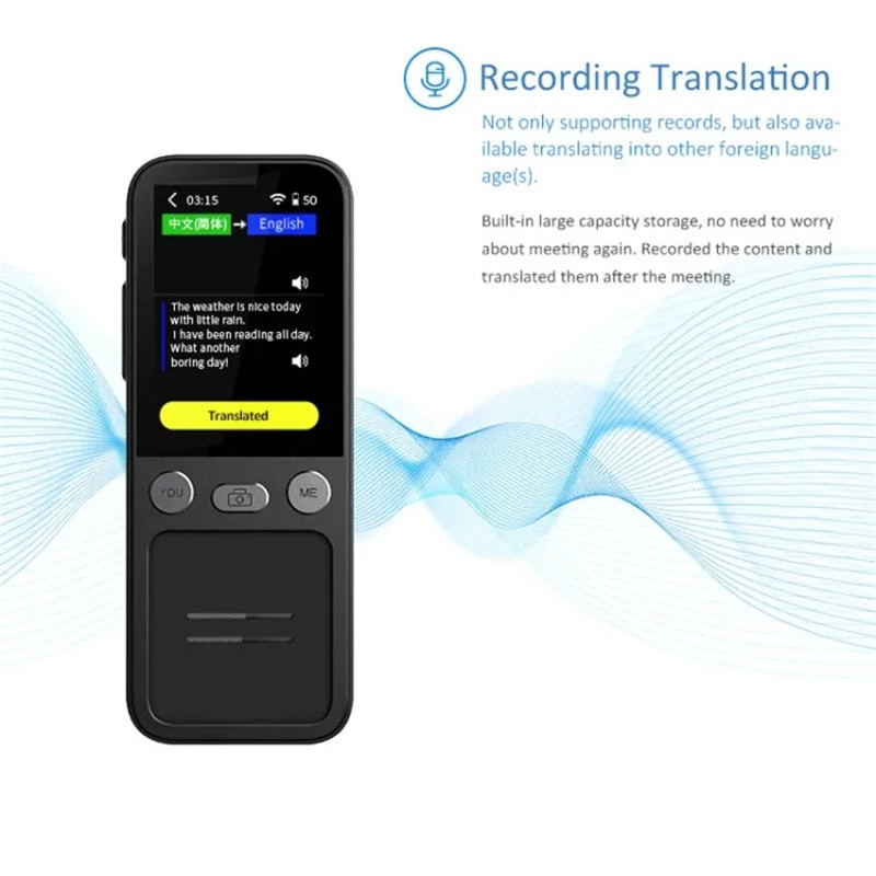 T16 Ai Voice Real Time Translator Machine 138 Multi Online Languages Voice-Record 3.1 Inch Big