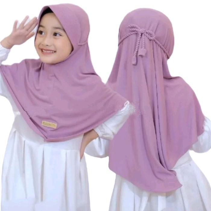 Modiq- Jilbab anak BERGO MARYAM ROPEL PAD 3-12 tahun tali kepang jersey premium krudung anak