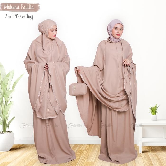Thameer- Mukena Fazilla Travel Jumbo Dewasa 2 in 1 Katun Polos Premium Adem Fazilla Milo Bawahan