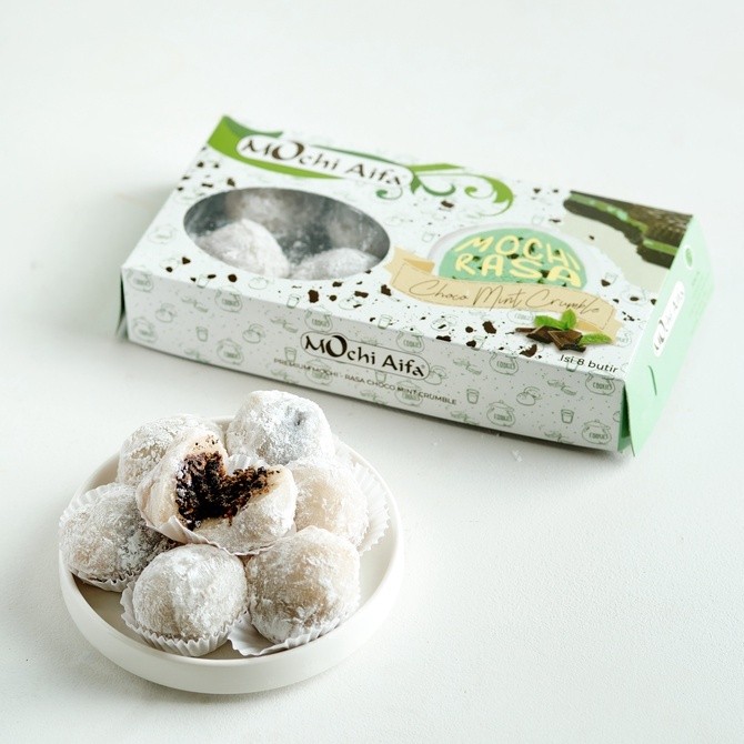 

Cemal Cemil Makyus Mochi Aifa Rasa Mint Choco Crumble Dibalut Sagu