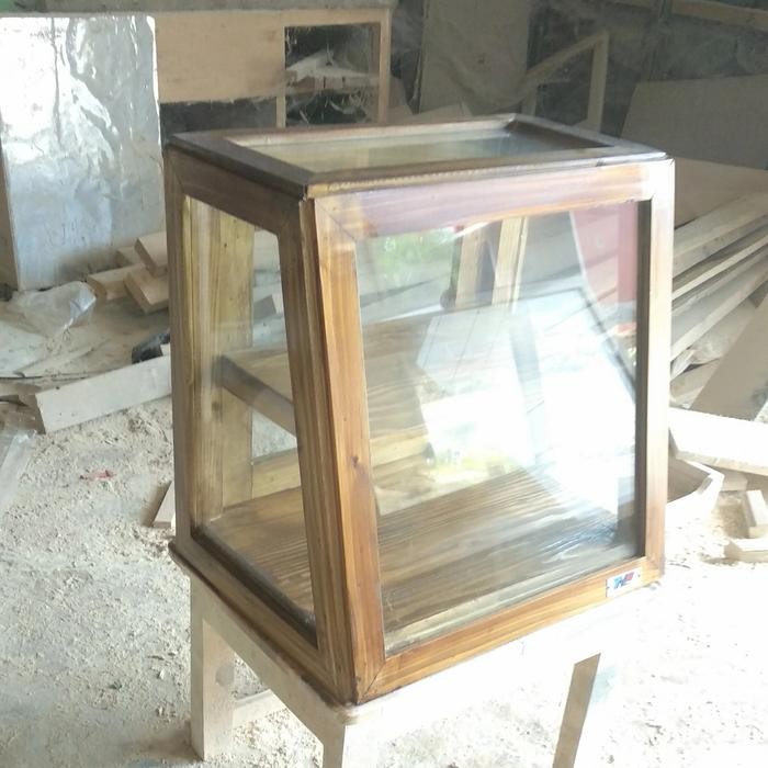 ready stok etalase kecil jualan warung food display makanan kayu kaca original