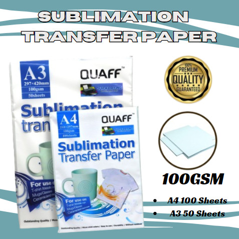 

UM1 QUAFF Sublimation Paper 100gsm Kertas Transfer Cepat Kering Ukuran A3/A4100gsm - Kertas Transfer