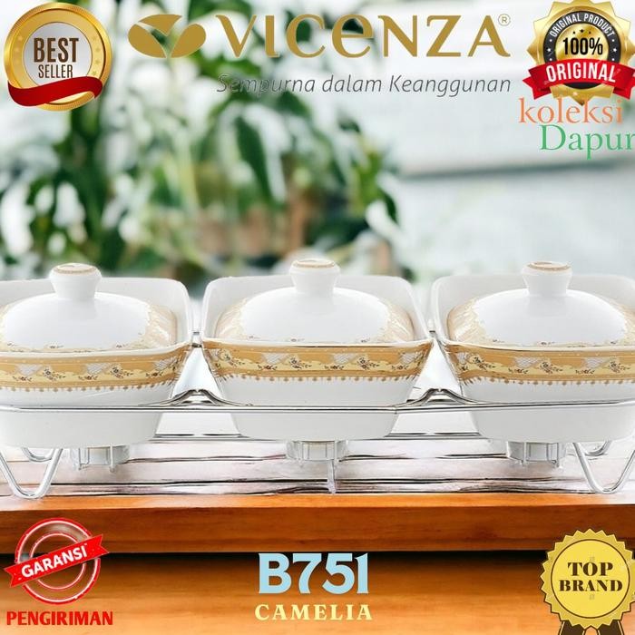 CASSEROLE WITH RACK B751 MOTIF CAMELIA, WADAH PENGHANGAT VICENZA