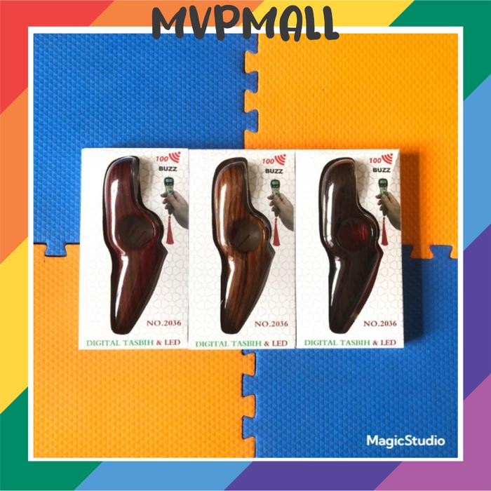 Sarye- [BISA COD] Tasbih Digital Kayu Tasbih Digital LED Alarm Bunyi Kelipatan 100 Alat Dzikir