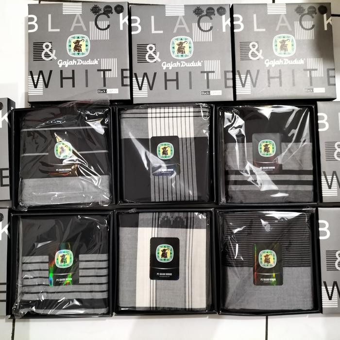 Sarye- Sarung Cap Gajah Duduk Black & White (Hitam putih) ORI