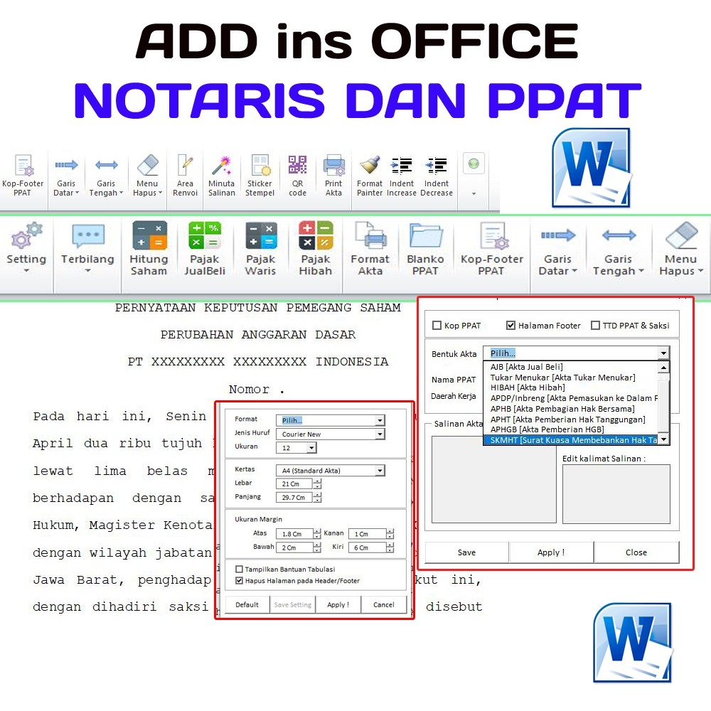 Software Minuta Notaris Dan Ppat ( Addon Word ) Full Version Lifetime