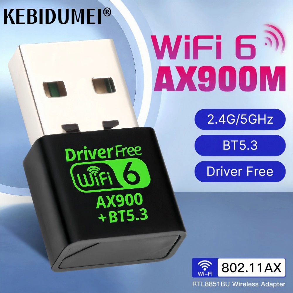 AX900 USB WiFi 6 Bluetooth 5.3 Adapter 2in1 Dongle Dual Band 2.4G&5GHz USB WiFi Network Wireless Wla