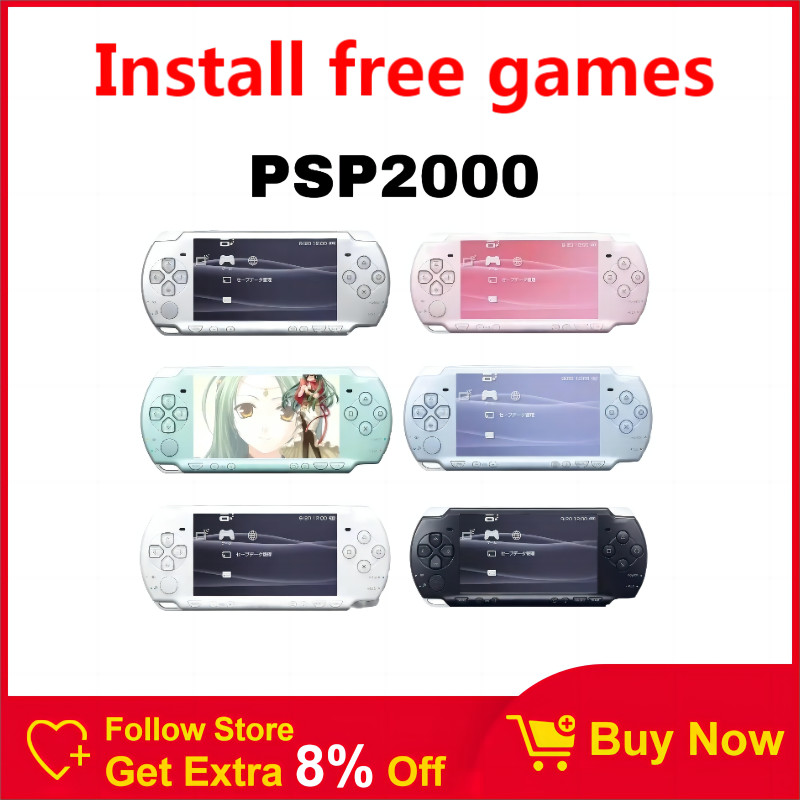 Original PSP 2000 PSP2000 game console 32GB 64GB 128GB memory card Includes free game gba fc
