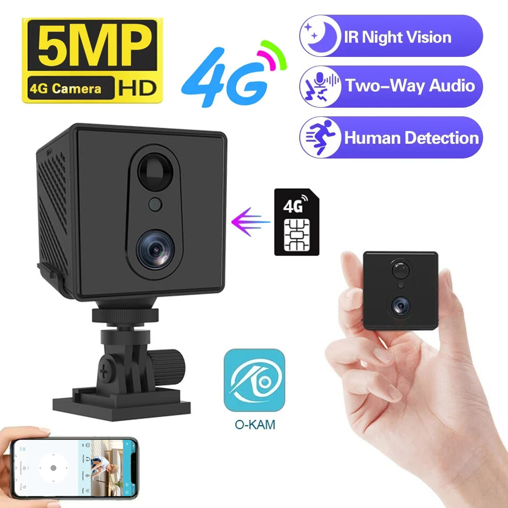64GB Mini Camera 4G SIM Card or Wifi 5MP Survalance IP Camera 3000 mAh Big Battery Low Power Voice I