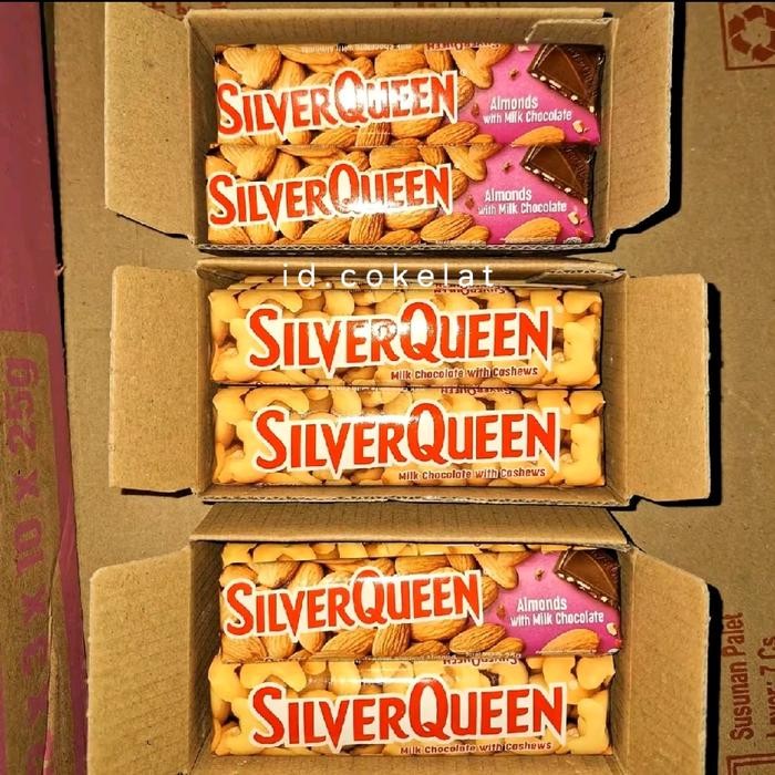 

Cokelat Silverqueen Kecil 22gr, 10pc, 1 Box, Almond Cashew, Best Seller - Mede, Food, Makanan,
