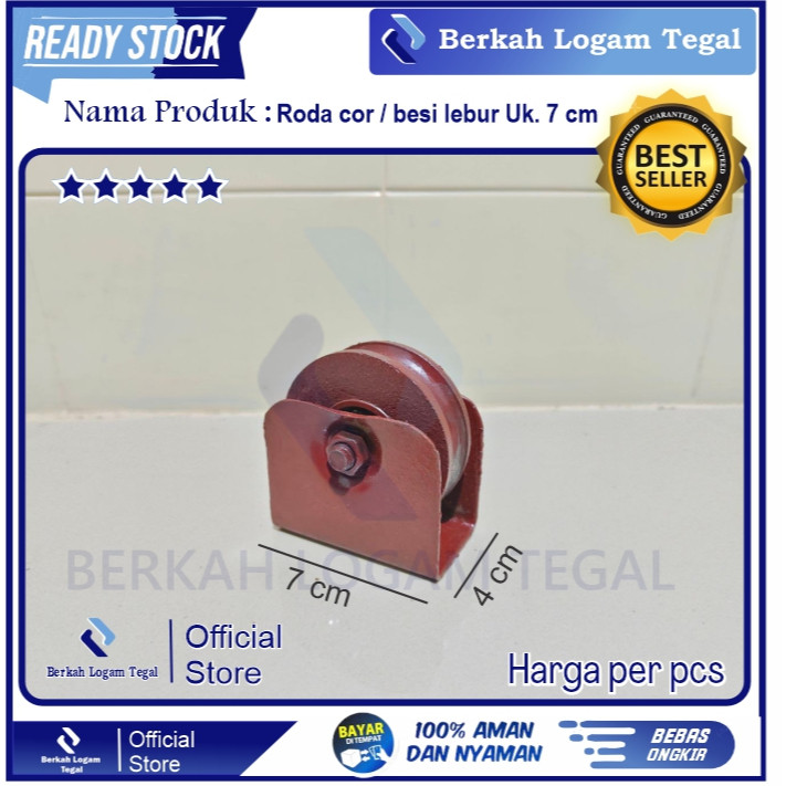Roda Pintu Pagar Geser 7 Cm Besi Cor