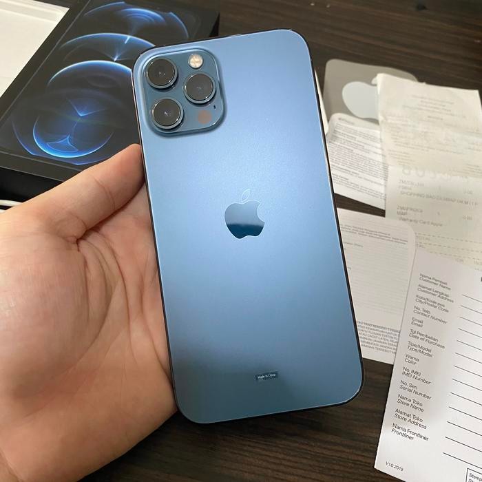 Apple Iphone 12 Pro Max Promax Pacific Blue 128gb 128 gb Fullsett (FDS J SATRIO)