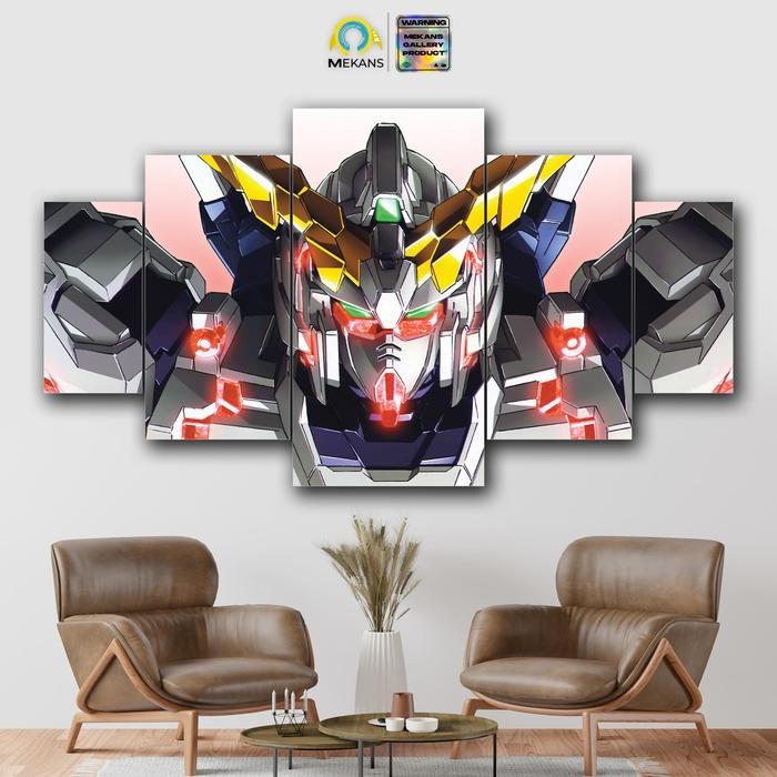 Langsung Di Co Mekans 1 Set Pajangan Hiasan Dinding Gundam Unicorn Rx0 5Pcs Poster Kayu Wall Decor