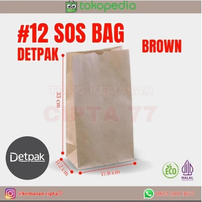 ASLI.. PAPER BAG/SOS BAG (FOOD GRADE) DETPAK BROWN