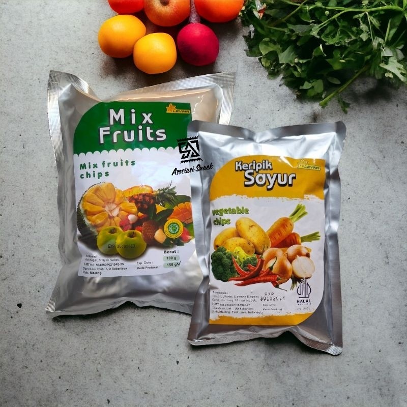 

MIX FRUIT VEGETABLE KERIPIK BUAH SAYUR LEVINA, mix fruit vegetable chips levina