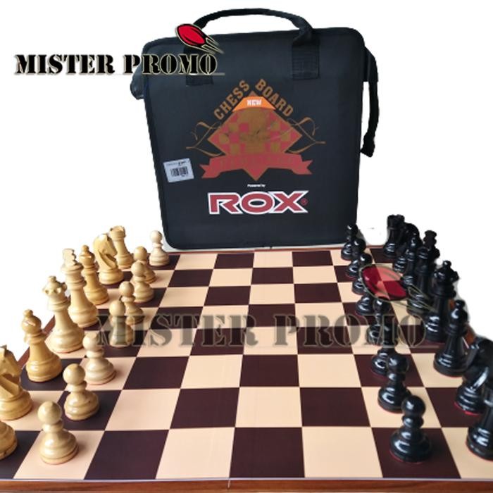 Catur Kayu Percasi Turnamen Lipat 4 Tas ROX Original