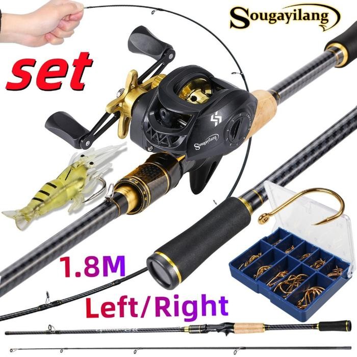 Sougayilang Joran Pancing Full Set 1.8M 10LB 7.2:1 Joran BC Set Reel BC Joran UL Carbon Pancingan