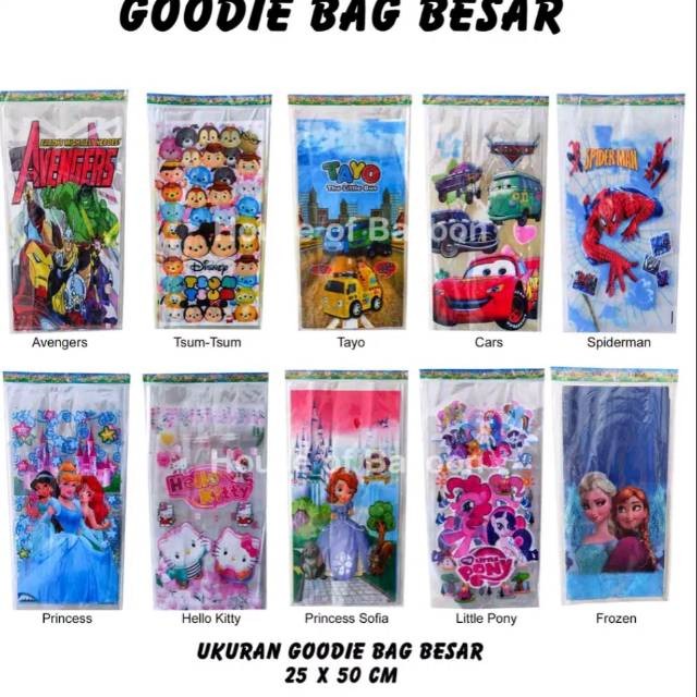 

Plastik goodie bag karakter ukuran 24