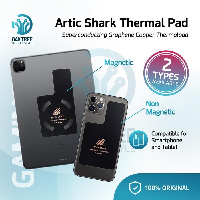 Oaktree Arctic Shark Heatsink Graphene Copper Pad Pendingin Hp