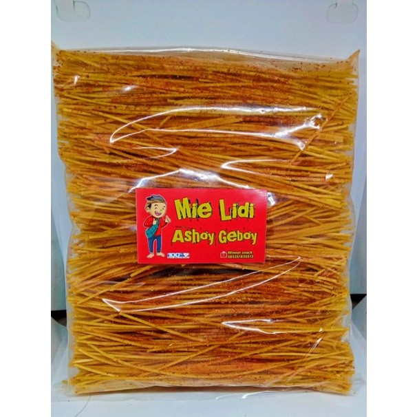 

Mie lidi kiloan 1000gr (kualitas super)/Mie lidi renyah, pedas, gurih/varian rasa