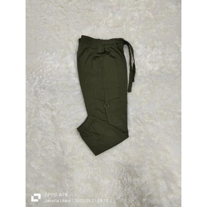 STOK TERBATAS celana joger panjang wanita bahan katun twill combad BB 40-100kg celana tali samping