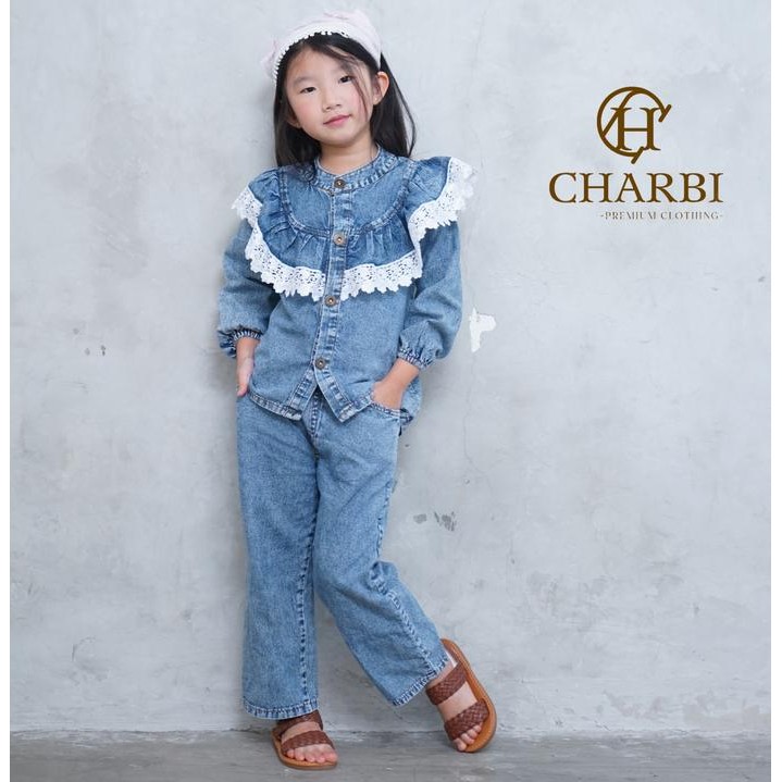 SET TANIA JEANS WITH LACE ANAK ANAK - CHARBI