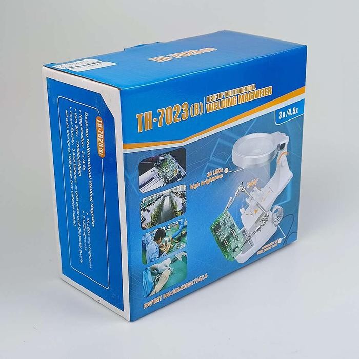 

PEGANGAN SOLDER DENGAN KACA PEMBESAR DESKTOP WELDING MAGNIFIER 3X/4.5X - TH-7023 - WHITE