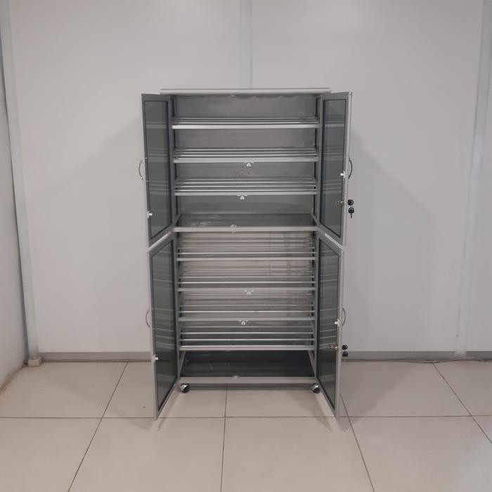 Lemari Rak Sepatu " SUPER " Kaca Riben 9 susun / ruang