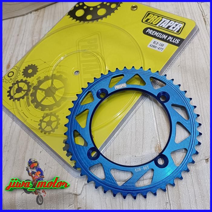 gear belakang klx dtracker 150 428 taper warna merah biru 46 47 48