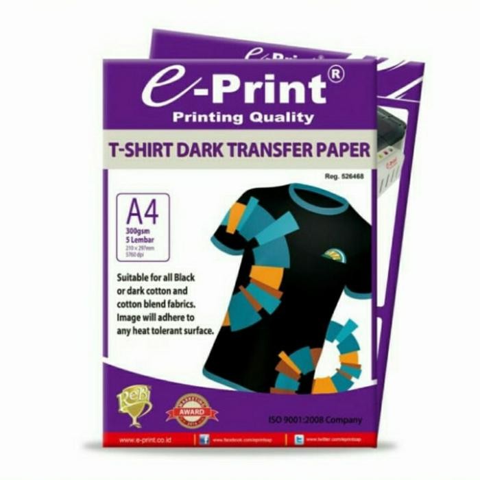 

E-PRINT T-SHIRT DARK TRANSFER PAPER A4 300 GSM