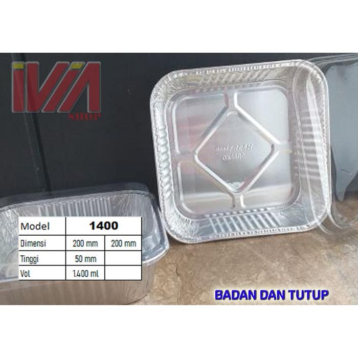 HK11- Set Alumunium Foil Cup Tray Kotak 20 X 20 + Tutup ( Ox 1400 )