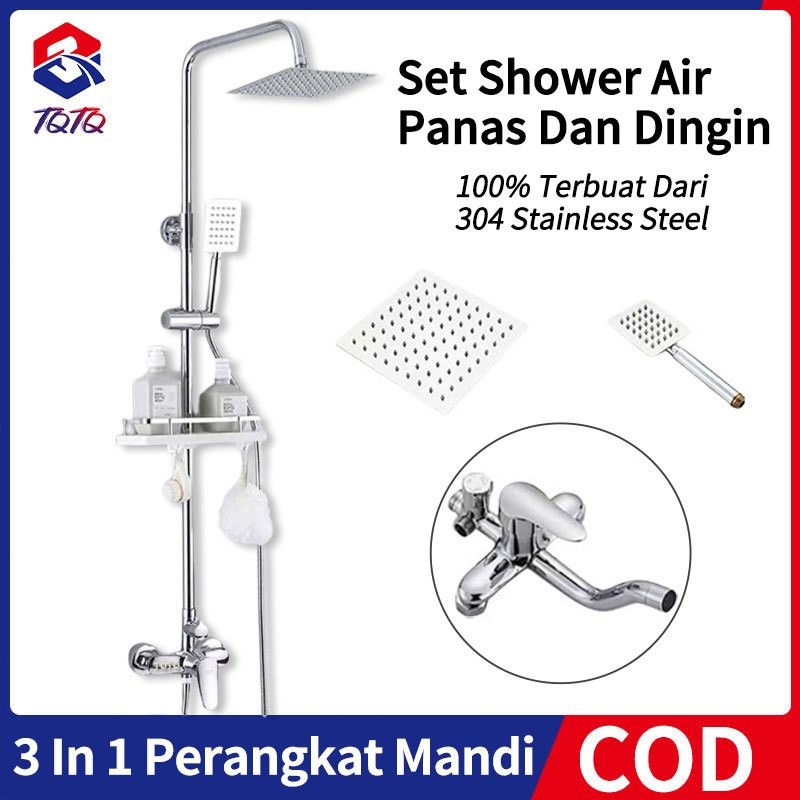 TQTQ Shower Kamar Mandi Full Set Panas Dingin dengan Kepala Shower Mandi Shower Kamar Mandi Satu Set