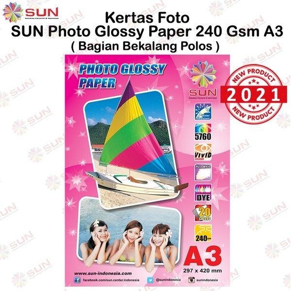 

ALAT TULIS KANTOR IN 141 KERTAS FOTO A3 240 GSM SUN PHOTO GLOSSY PAPER