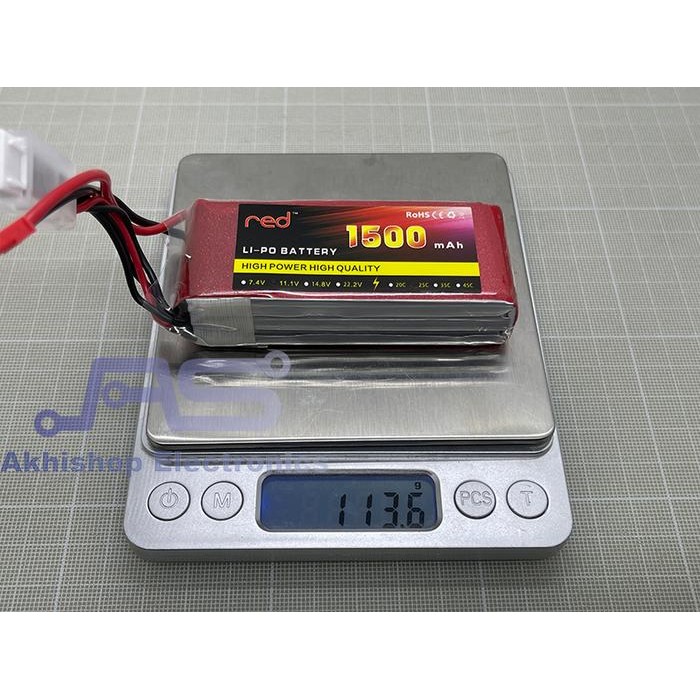 Red Lipo Battrey 1500mah 3S 25C JST