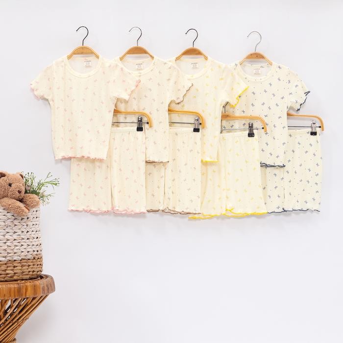 Kidcute- Peachbello Dolby Knitt Print Setelan Baju Anak Perempuan Usia 1-10 Tahun