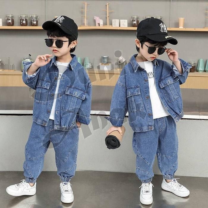 Kidcute- Jaket Denim Anak Laki-Laki Premium / Outer Kekinian Anak Cowok